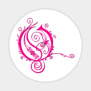 CALLIGRAPHIC LETTER "O" pink Magnet